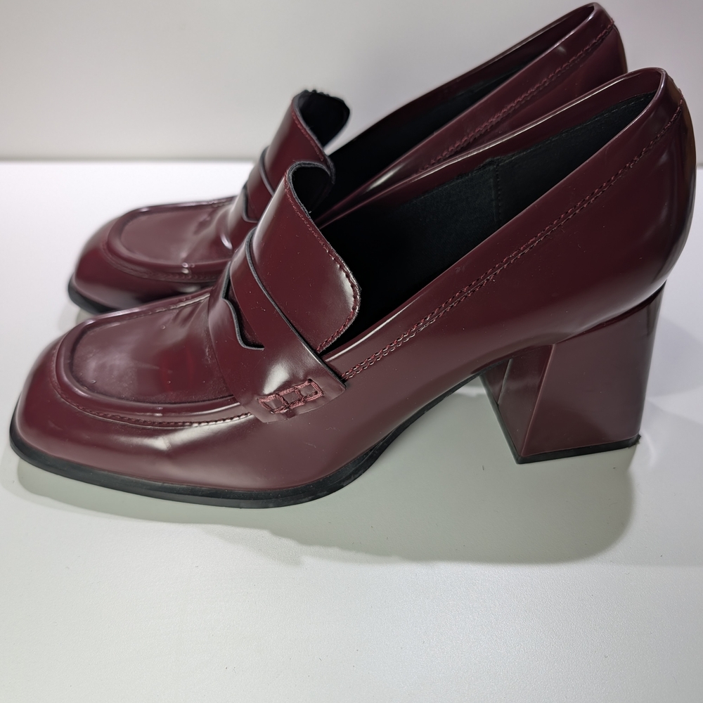 Nine West Women's Burgundy Patent Penny Loafers Man Made Materials - Picture 2 of 5